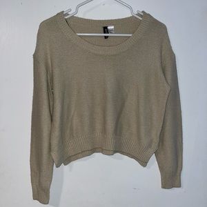 Divided by H&M Beige Knitted Cropped Sweater with Side Slits - Size US 6